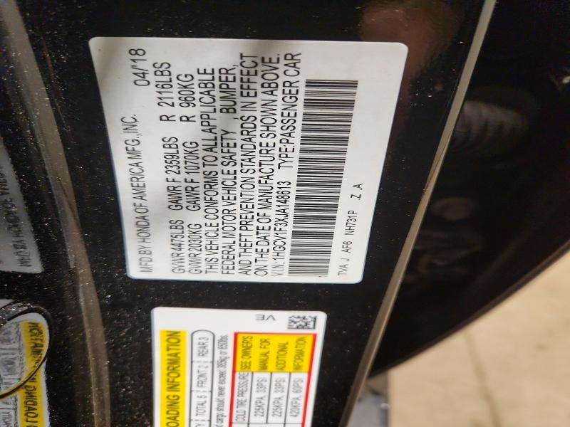Продажа на аукционе авто 2018 Honda Accord, vin: 1HGCV1F3XJA148613, номер лота: 64017746