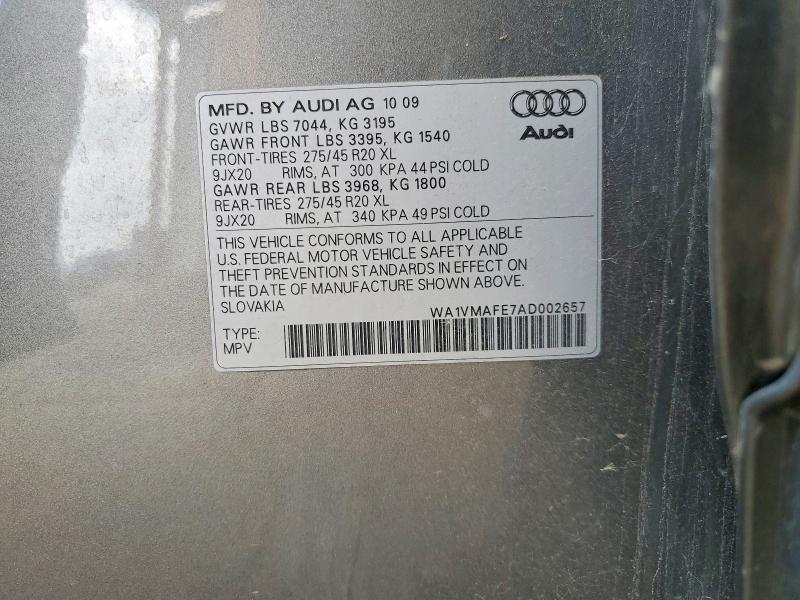 Продаж на аукціоні авто 2010 Audi Q7, vin: WA1VMAFE7AD002657, номер лоту: 65025666