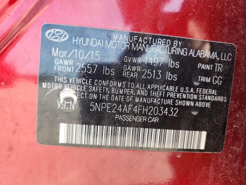 2015 Hyundai Sonata მანქანა იყიდება აუქციონზე, vin: 5NPE24AF4FH203432, აუქციონის ნომერი: 64752736