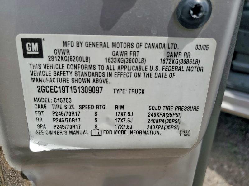 Продажа на аукционе авто 2005 Chevrolet Silverado, vin: 2GCEC19T151309097, номер лота: 66541796