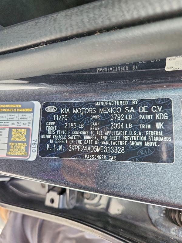 Продажа на аукционе авто 2021 Kia Forte, vin: 3KPF24AD5ME313328, номер лота: 63921306