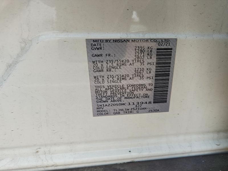 Продажа на аукционе авто 2021 Nissan Murano, vin: 5N1AZ2DS0MC113948, номер лота: 64263736
