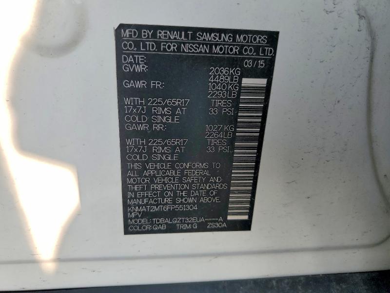66901876 :رقم المزاد ، KNMAT2MT6FP551304 vin ، 2015 Nissan Rogue مزاد بيع