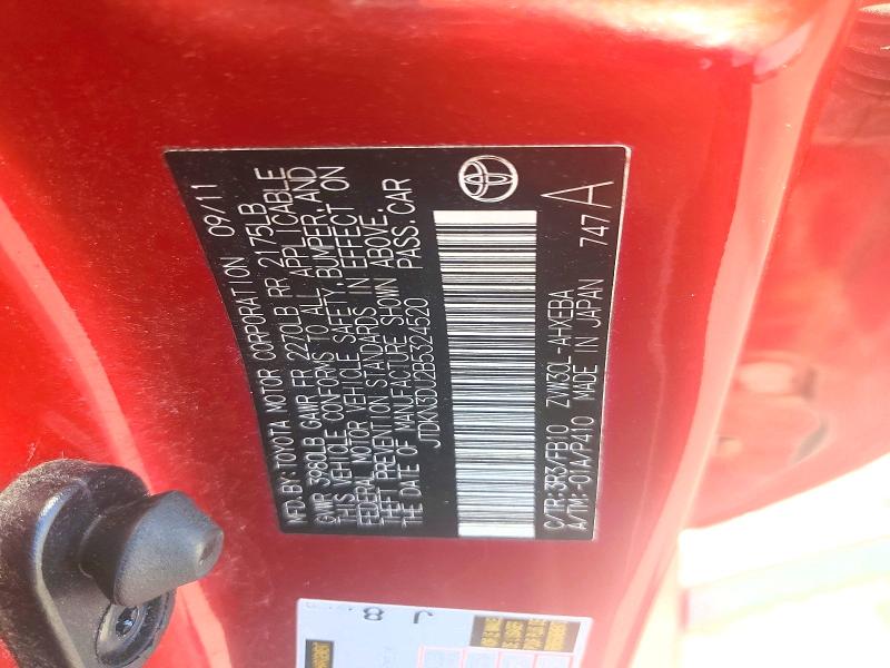 Auction sale of the 2011 Toyota Prius, vin: JTDKN3DU2B5324520, lot number: 63887646