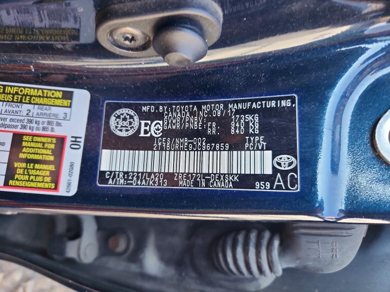 2018 Toyota Corolla მანქანა იყიდება აუქციონზე, vin: 2T1BURHE9JC967859, აუქციონის ნომერი: 65631376