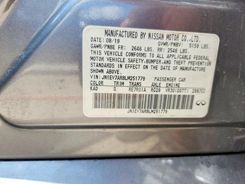 64642286 :رقم المزاد ، JN1EV7AR8LM251779 vin ، 2020 Infiniti Q50 مزاد بيع