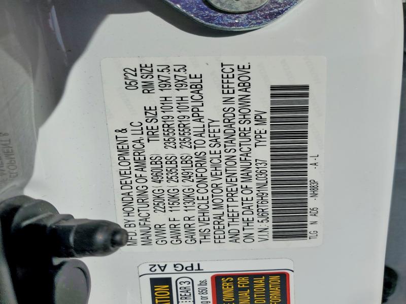 64694996 :رقم المزاد ، 5J6RT6H91NL036137 vin ، 2022 Honda Cr-v مزاد بيع
