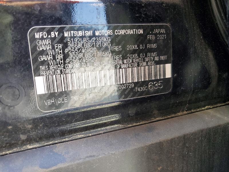 67107526 :رقم المزاد ، JA4J3TA87NZ002729 vin ، 2022 Mitsubishi Outlander مزاد بيع