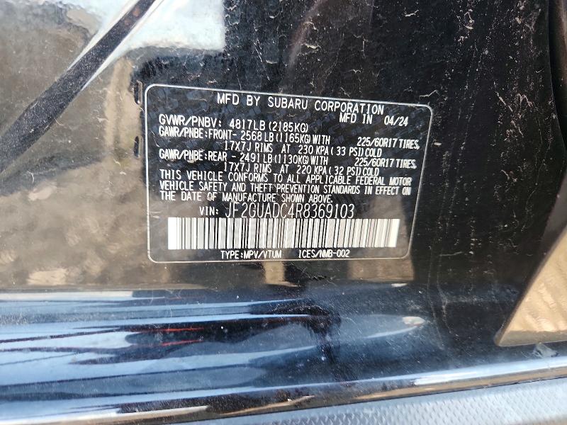 Aukcja sprzedaży 2024 Subaru Crosstrek, vin: JF2GUADC4R8369103, numer aukcji: 63533276