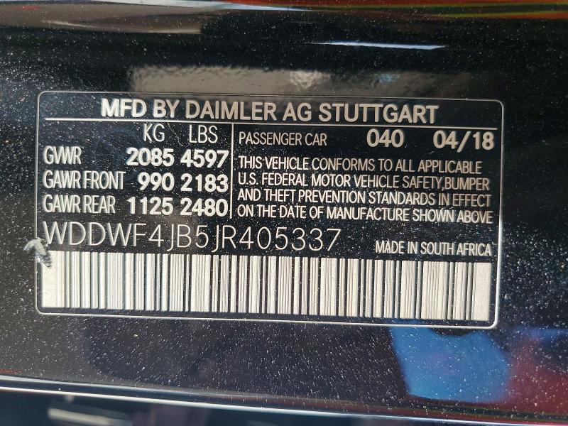 Aukcja sprzedaży 2018 Mercedes-benz C, vin: WDDWF4JB5JR405337, numer aukcji: 64843876