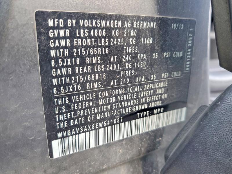 Продаж на аукціоні авто 2014 Volkswagen Tiguan, vin: WVGAV3AX8EW541087, номер лоту: 66212266