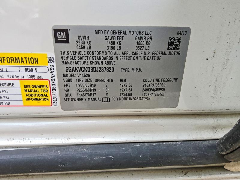 64166796 :رقم المزاد ، 5GAKVCKD8DJ237820 vin ، 2013 Buick Enclave مزاد بيع