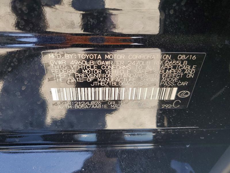 65540736 :رقم المزاد ، JTHBZ1BL0GA007576 vin ، 2016 Lexus Gs 350 مزاد بيع
