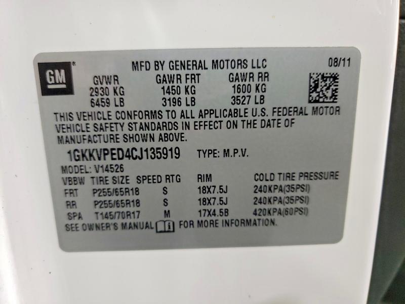 Продажа на аукционе авто 2012 Gmc Acadia, vin: 1GKKVPED4CJ135919, номер лота: 65289006