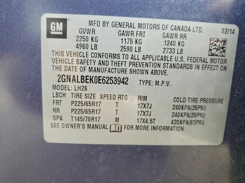 Aukcja sprzedaży 2014 Chevrolet Equinox, vin: 2GNALBEK0E6253942, numer aukcji: 64701326