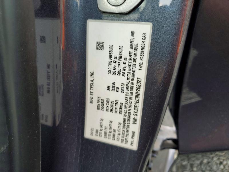Aukcja sprzedaży 2022 Tesla Model 3, vin: 5YJ3E1EC9NF268027, numer aukcji: 63767386