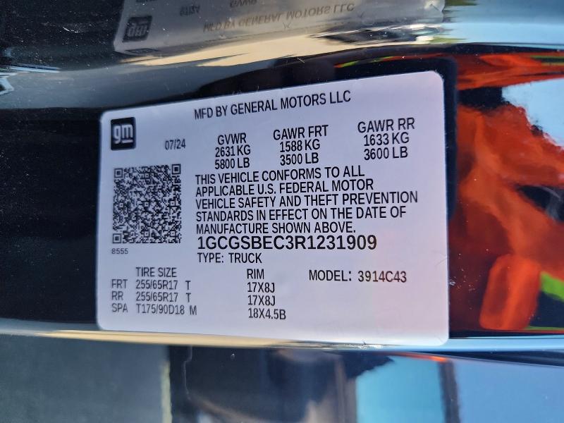 2024 Chevrolet Colorado მანქანა იყიდება აუქციონზე, vin: 1GCGSBEC3R1231909, აუქციონის ნომერი: 61339626