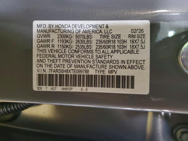 Aukcja sprzedaży 2026 Honda Cr-v, vin: 7FARS6H8XTE099788, numer aukcji: 64227516