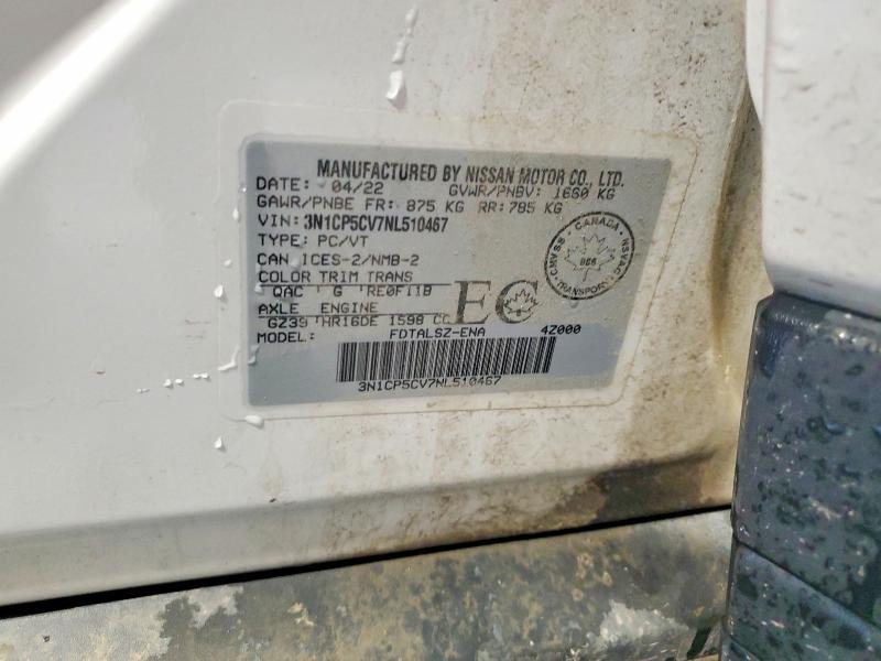 64886886 :رقم المزاد ، 3N1CP5CV7NL510467 vin ، 2022 Nissan Kicks مزاد بيع
