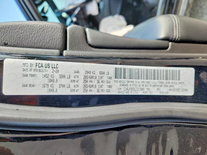 64644076 :رقم المزاد ، 1C4RJFBG5LC317809 vin ، 2020 Jeep Grand Cherokee مزاد بيع