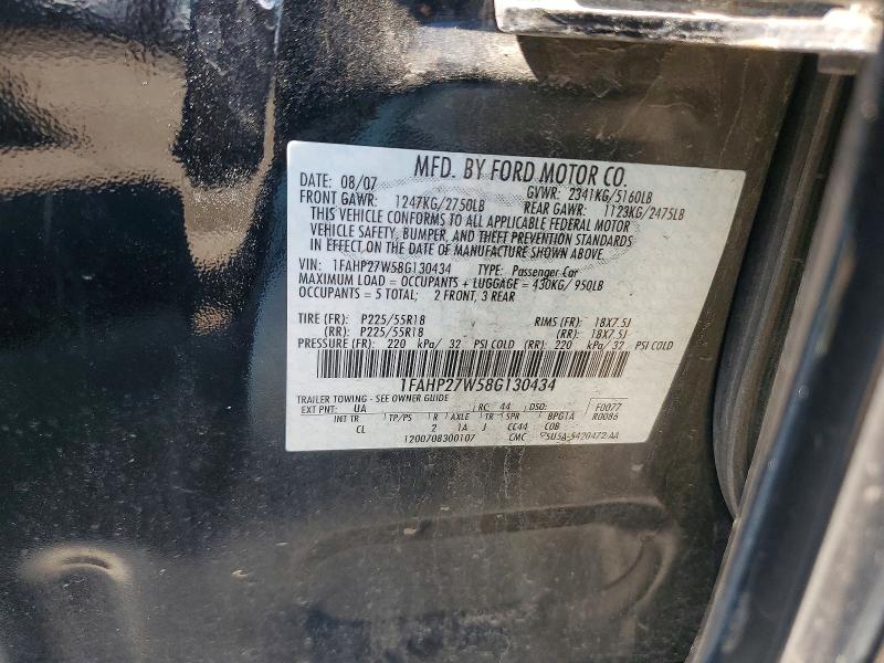 2008 Ford Taurus მანქანა იყიდება აუქციონზე, vin: 1FAHP27W58G130434, აუქციონის ნომერი: 63410616