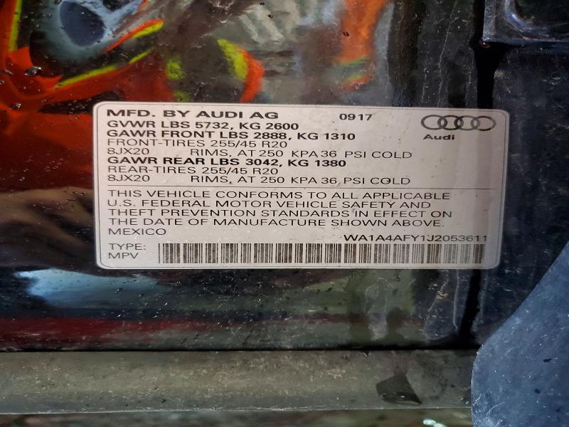 Aukcja sprzedaży 2018 Audi Sq5, vin: WA1A4AFY1J2053611, numer aukcji: 63037496