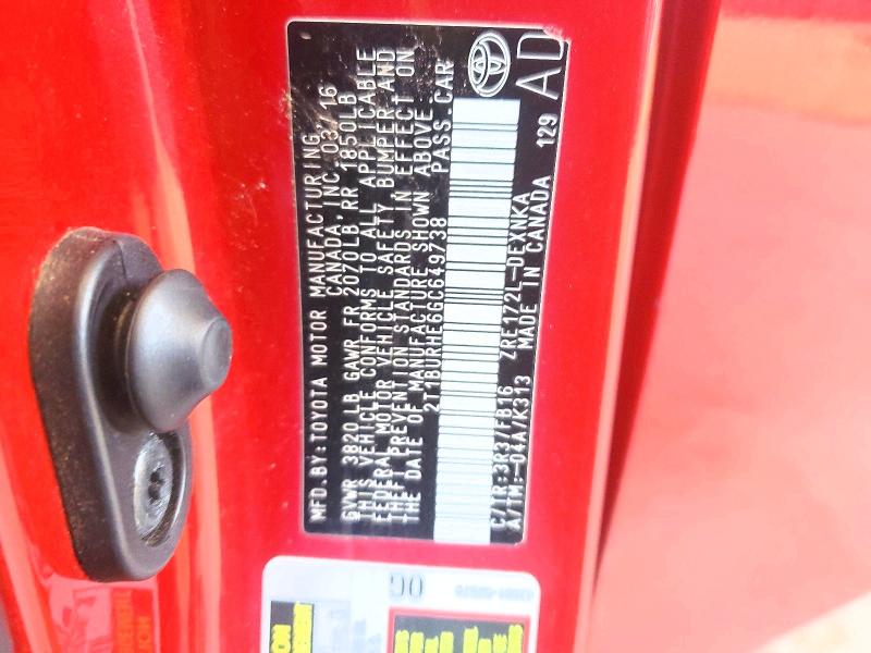 66249666 :رقم المزاد ، 2T1BURHE6GC649738 vin ، 2016 Toyota Corolla مزاد بيع
