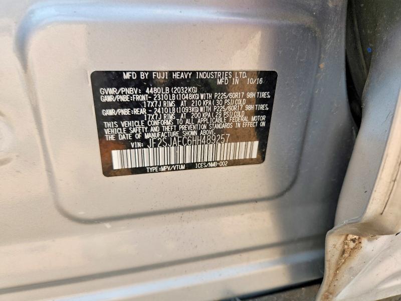 Продаж на аукціоні авто 2017 Subaru Forester, vin: JF2SJAEC6HH489257, номер лоту: 64662116