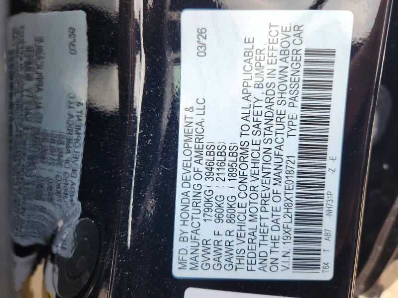 Продажа на аукционе авто 2026 Honda Civic, vin: 19XFL2H8XTE018721, номер лота: 65952706