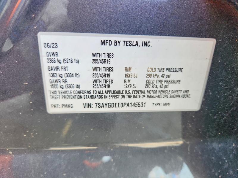 Продажа на аукционе авто 2023 Tesla Model Y, vin: 7SAYGDEE0PA145531, номер лота: 64711966