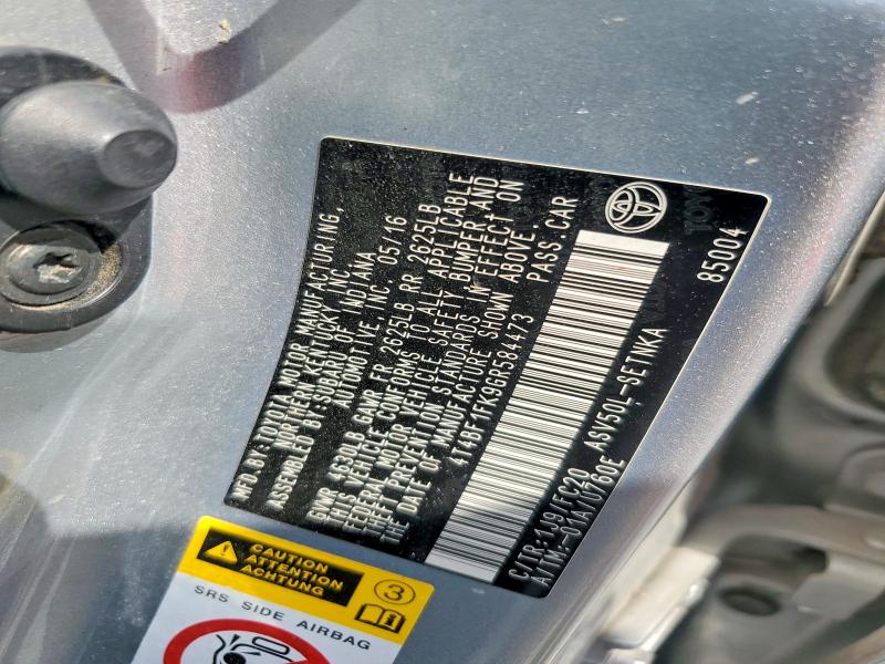 2016 Toyota Camry მანქანა იყიდება აუქციონზე, vin: 4T4BF1FK9GR584473, აუქციონის ნომერი: 64005586
