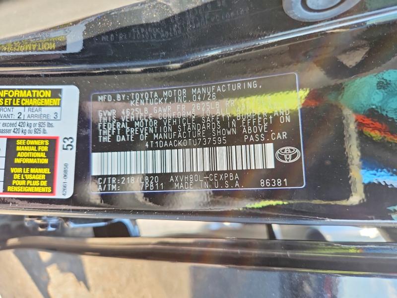 Aukcja sprzedaży 2026 Toyota Camry, vin: 4T1DAACK0TU737595, numer aukcji: 66653756