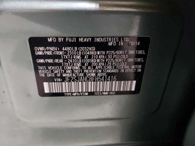 Продаж на аукціоні авто 2015 Subaru Forester, vin: JF2SJAHC8FH541416, номер лоту: 63927446