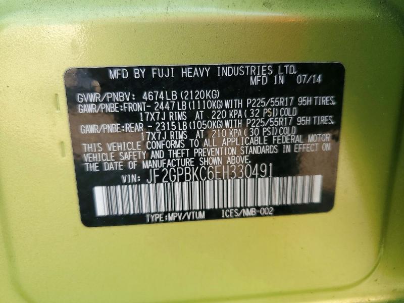 Продаж на аукціоні авто 2014 Subaru Xv Crosstrek, vin: JF2GPBKC6EH330491, номер лоту: 64798986