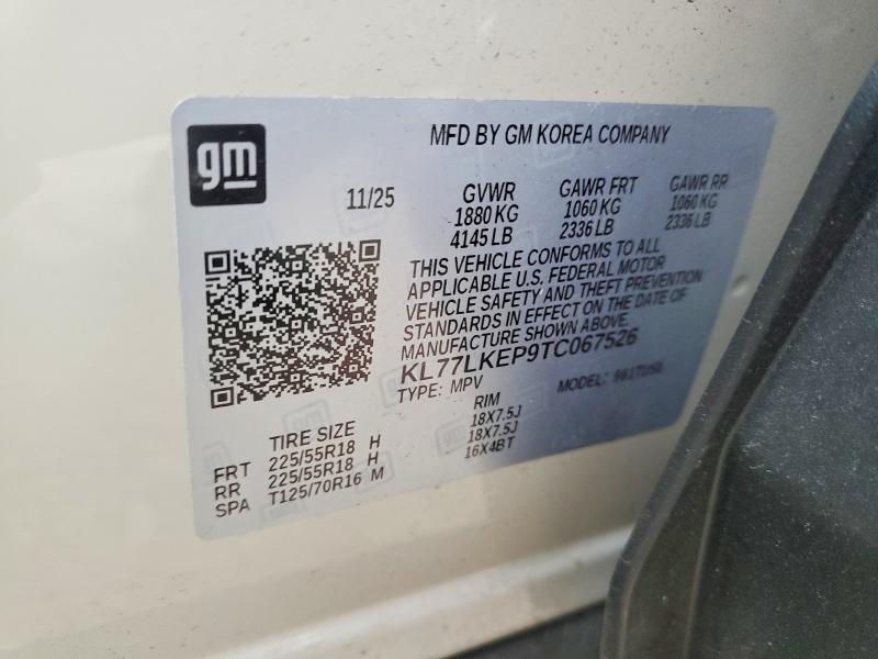 Aukcja sprzedaży 2026 Chevrolet Trax, vin: KL77LKEP9TC067526, numer aukcji: 66439926