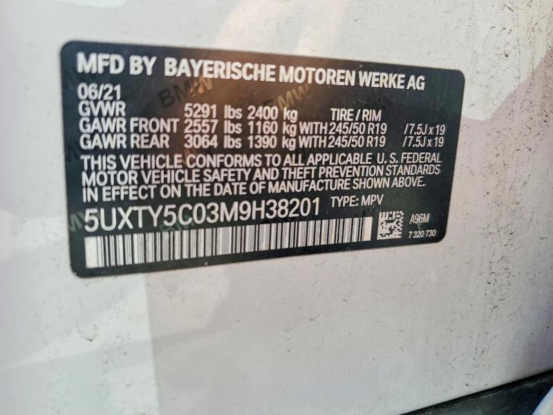 Продаж на аукціоні авто 2021 Bmw X3, vin: 5UXTY5C03M9H38201, номер лоту: 64284896