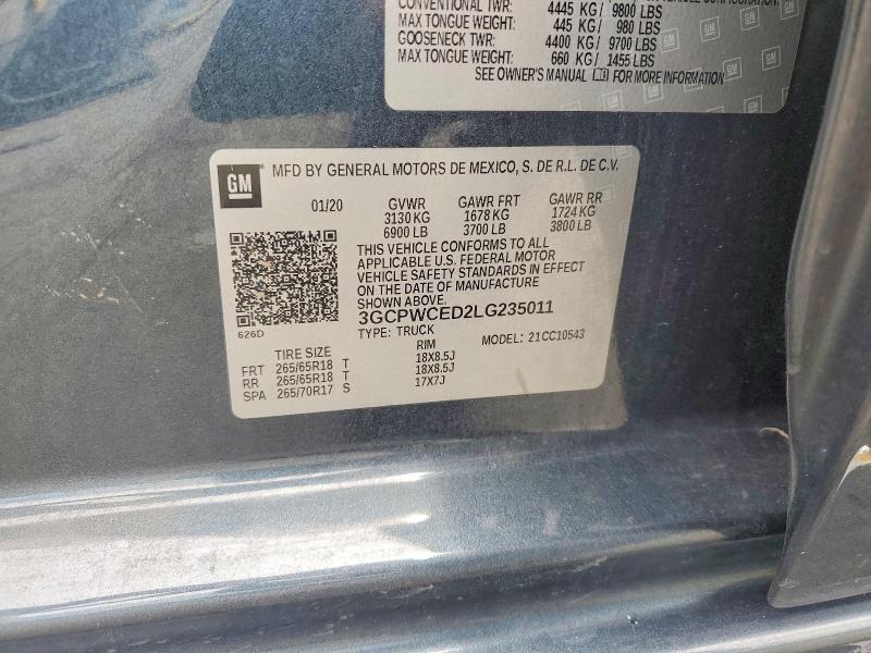 64040666 :رقم المزاد ، 3GCPWCED2LG235011 vin ، 2020 Chevrolet Silverado مزاد بيع