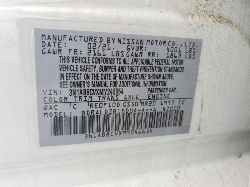 63363006 :رقم المزاد ، 3N1AB8CVXMY246654 vin ، 2021 Nissan Sentra مزاد بيع