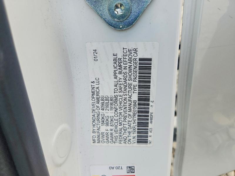 66069976 :رقم المزاد ، 19XFL1H77RE015849 vin ، 2024 Honda Civic مزاد بيع