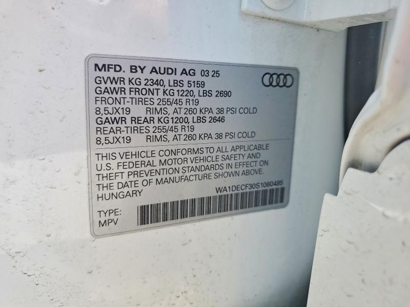 Продаж на аукціоні авто 2025 Audi Q3, vin: WA1DECF30S1060485, номер лоту: 63715356