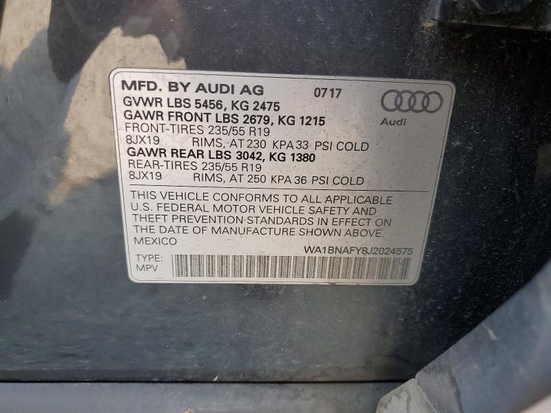 Продаж на аукціоні авто 2018 Audi Q5, vin: WA1BNAFY8J2024575, номер лоту: 66045016