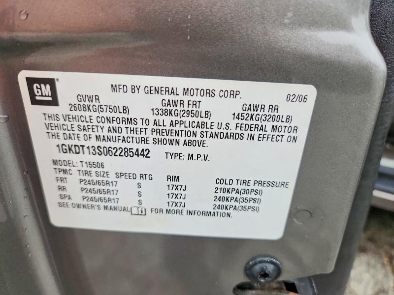 2006 Gmc Envoy მანქანა იყიდება აუქციონზე, vin: 1GKDT13S062285442, აუქციონის ნომერი: 65165526