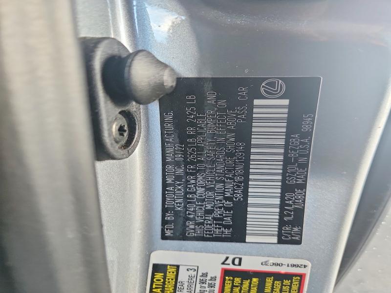 2022 Lexus Es 350 მანქანა იყიდება აუქციონზე, vin: 58ACZ1B18NU139148, აუქციონის ნომერი: 64548556