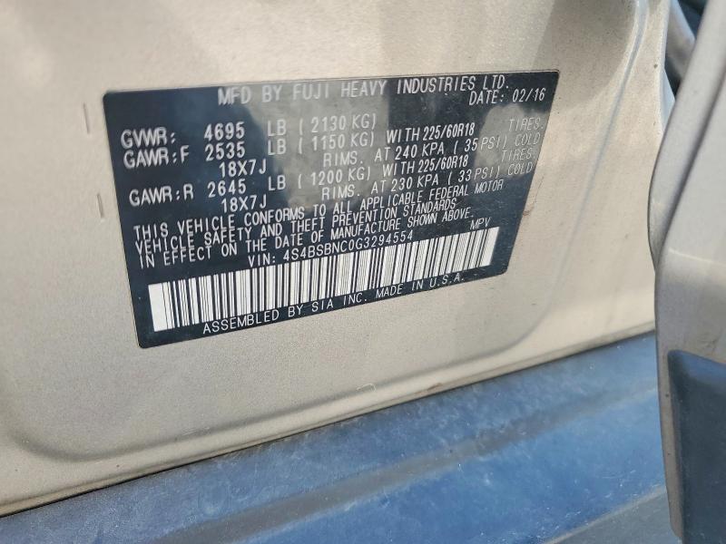 Aukcja sprzedaży 2016 Subaru Outback, vin: 4S4BSBNC0G3294554, numer aukcji: 67096346