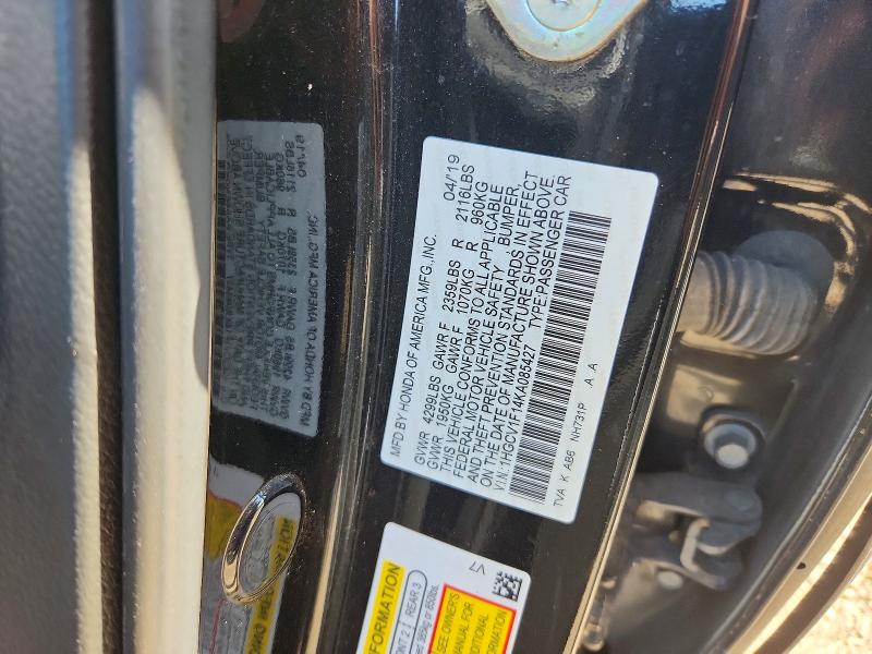 Продажа на аукционе авто 2019 Honda Accord, vin: 1HGCV1F14KA085427, номер лота: 66065386