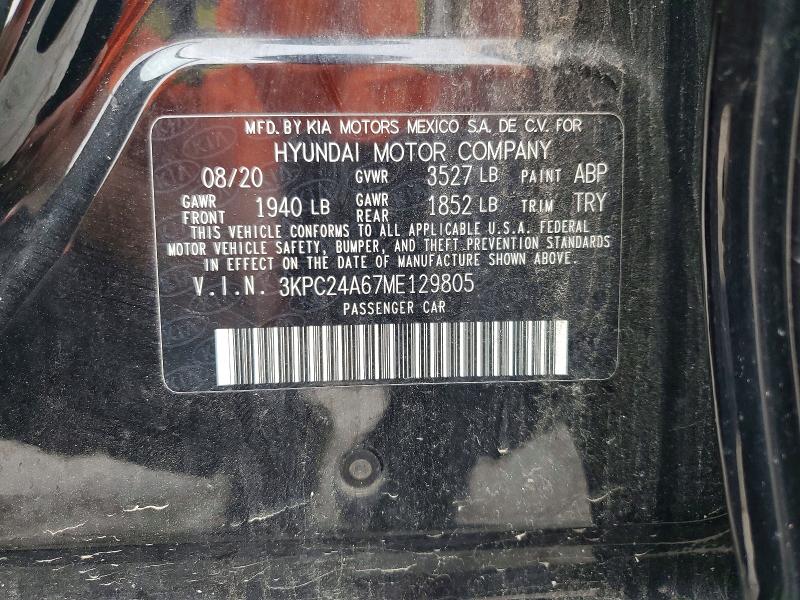 2021 Hyundai Accent მანქანა იყიდება აუქციონზე, vin: 3KPC24A67ME129805, აუქციონის ნომერი: 67277416