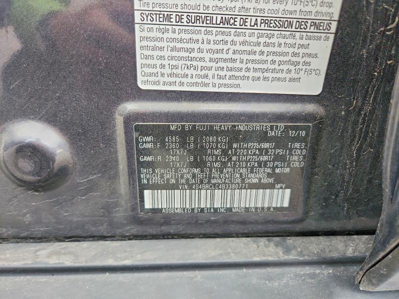 2011 Subaru Outback მანქანა იყიდება აუქციონზე, vin: 4S4BRCLC4B3380771, აუქციონის ნომერი: 66606436