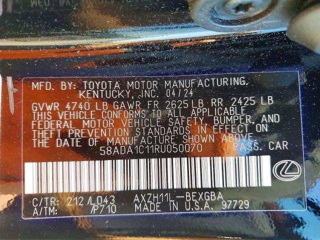 63641486 :رقم المزاد ، 58ADA1C11RU050070 vin ، 2024 Lexus Es 300h مزاد بيع
