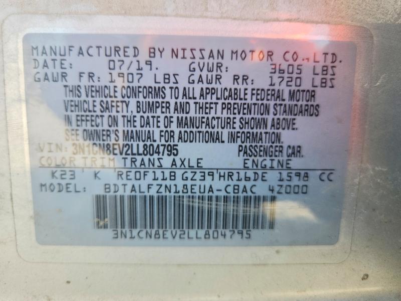 Aukcja sprzedaży 2020 Nissan Versa, vin: 3N1CN8EV2LL804795, numer aukcji: 66346196