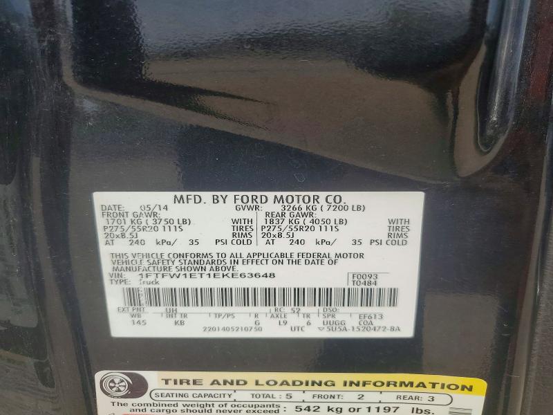 Aukcja sprzedaży 2014 Ford F150, vin: 1FTFW1ET1EKE63648, numer aukcji: 66523056